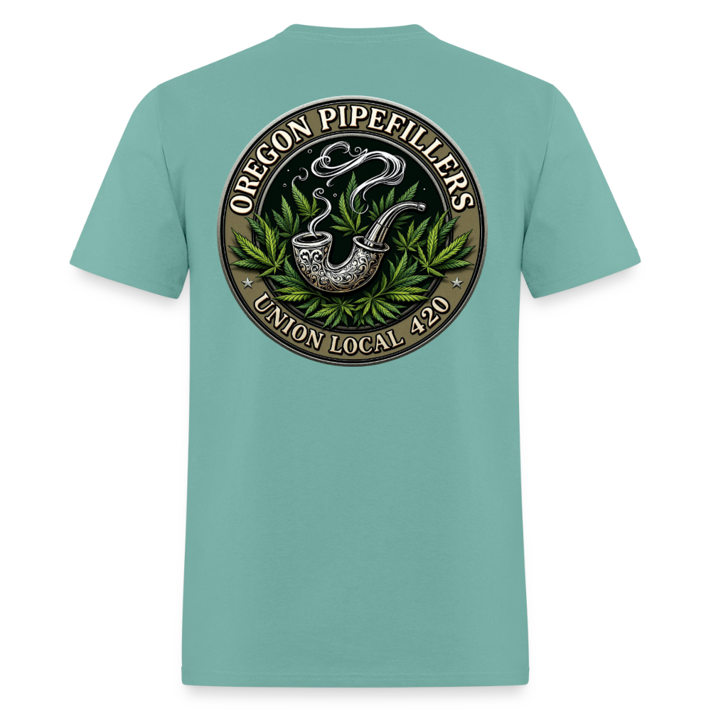 OREGON PIPEFILLERS LOCAL 420 2 EMBLEM Men's T-Shirt - aquatic
