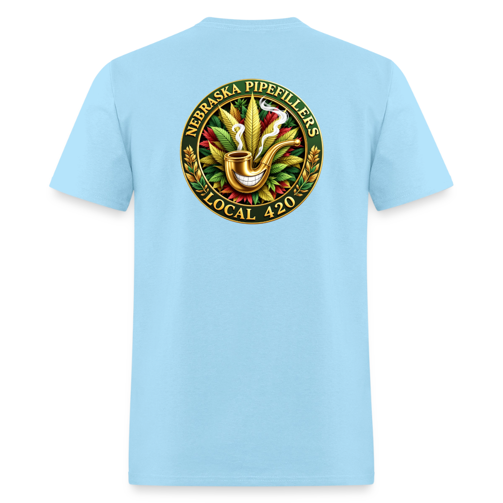 NEBRASKA PIPEFILLERS LOCAL 420 F/B DESIGNS Men's T-Shirt - powder blue