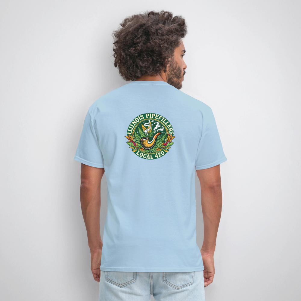 ILLINOIS PIPEFILLERS LOCAL 420 F/B DESIGN Men's T-Shirt - powder blue