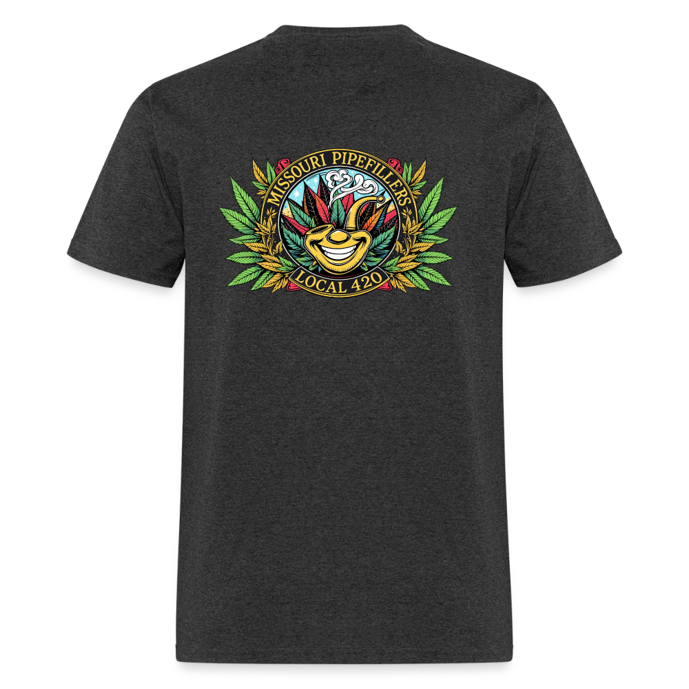 MISSOURI PIPEFILLERS LOCAL 420  F/B DESIGNS  Men's T-Shirt - heather black