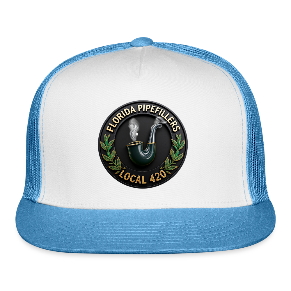 FLORIDA PIPEFILLERS LOCAL 420 Trucker Hat - white/blue