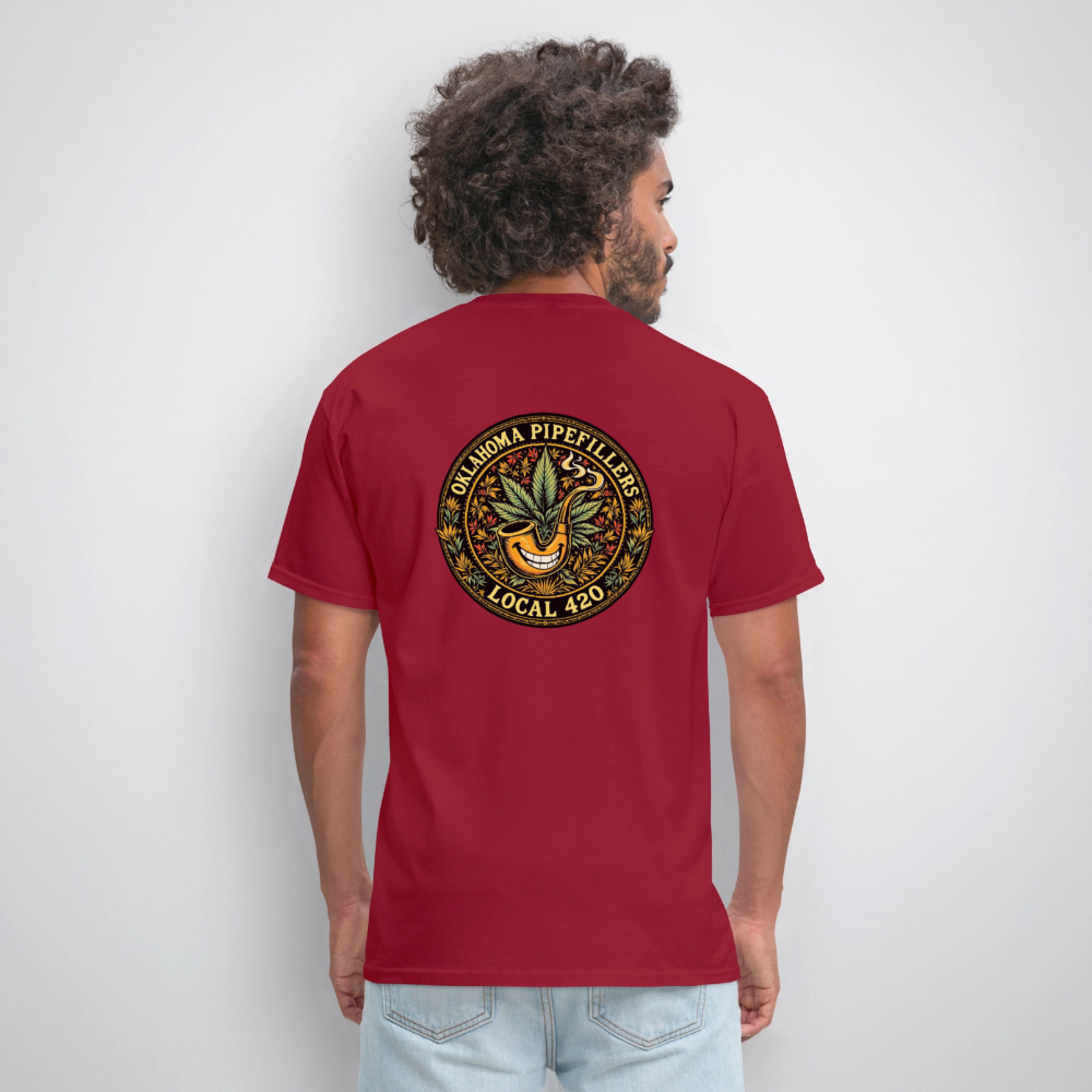 OKLAHOMA PIPEFILLERS LOCAL 420  F/B DESIGNS Men's T-Shirt - true red