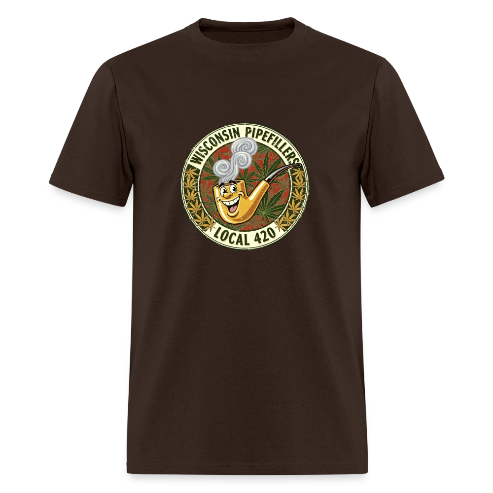 WISCONSIN PIPEFILLERS LOCL 420 F/B DESIGN Men's T-Shirt - brown