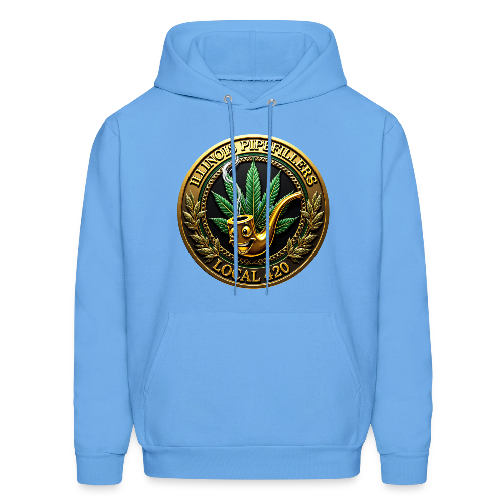 ILLINOIS PIPEFILLERS LOCAL 420 F/B EMBLEMS Men's Hoodie - carolina blue