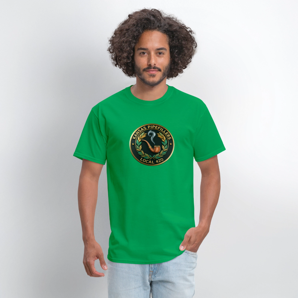KANSAS PIPEFILLERS LOCAL 420 Men's T-Shirt - bright green