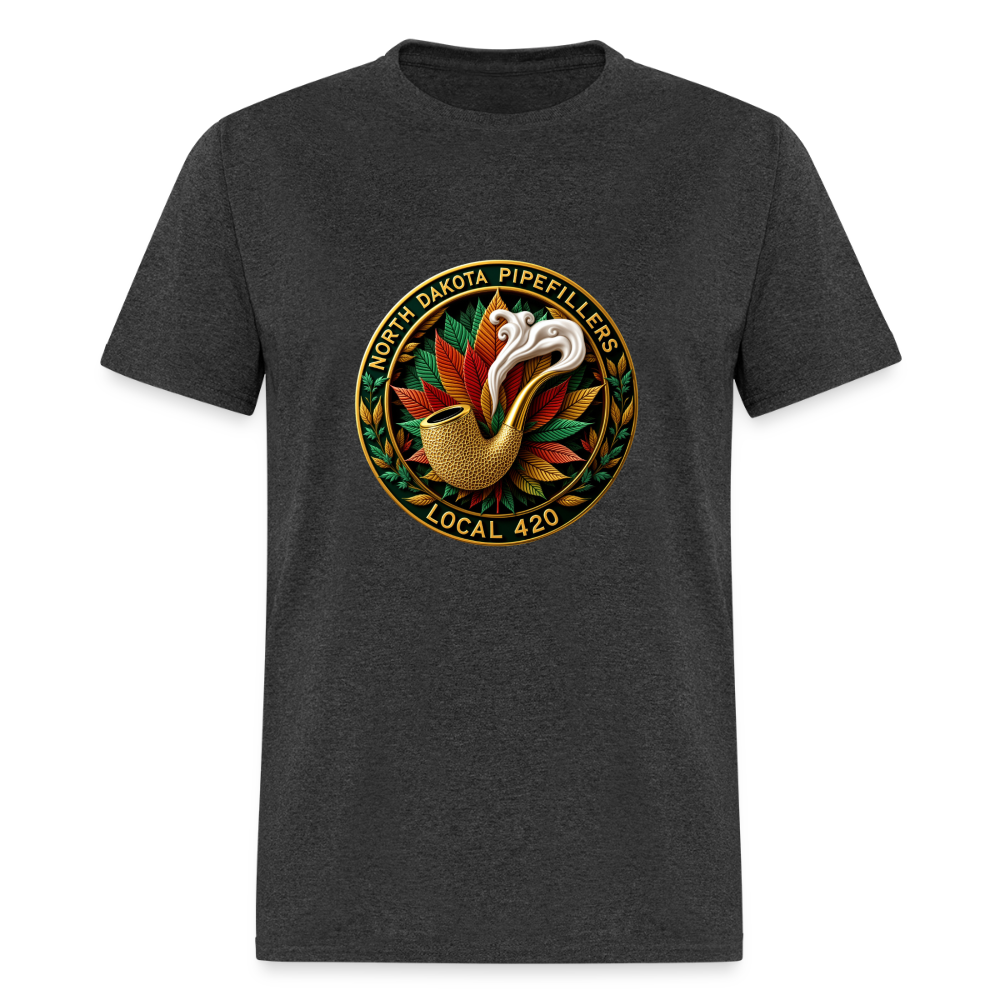 NORTH DAKOTA PIPEFILLERS LOCAL 420 F/B DESIGNS Men's T-Shirt - heather black
