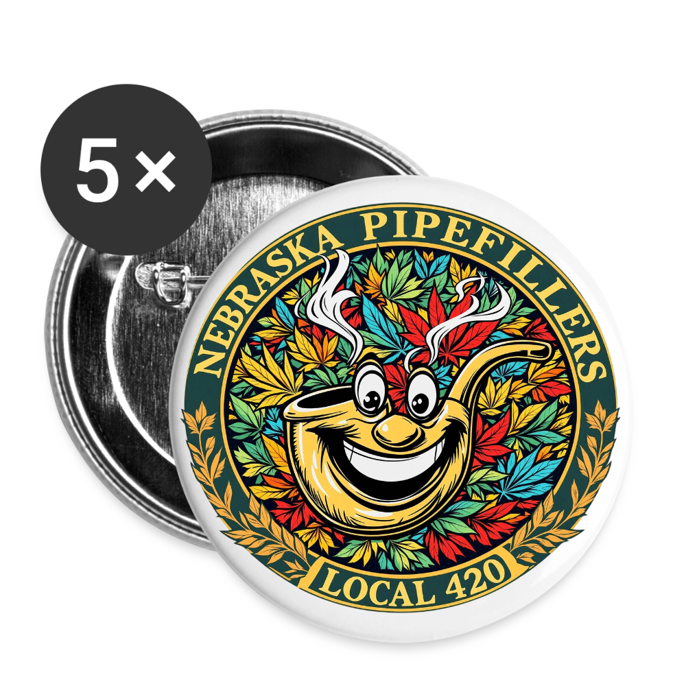 NEBRASKA  PIPEFILLERS LOCAL 420 Union Buttons small 1'' (5-pack) - white