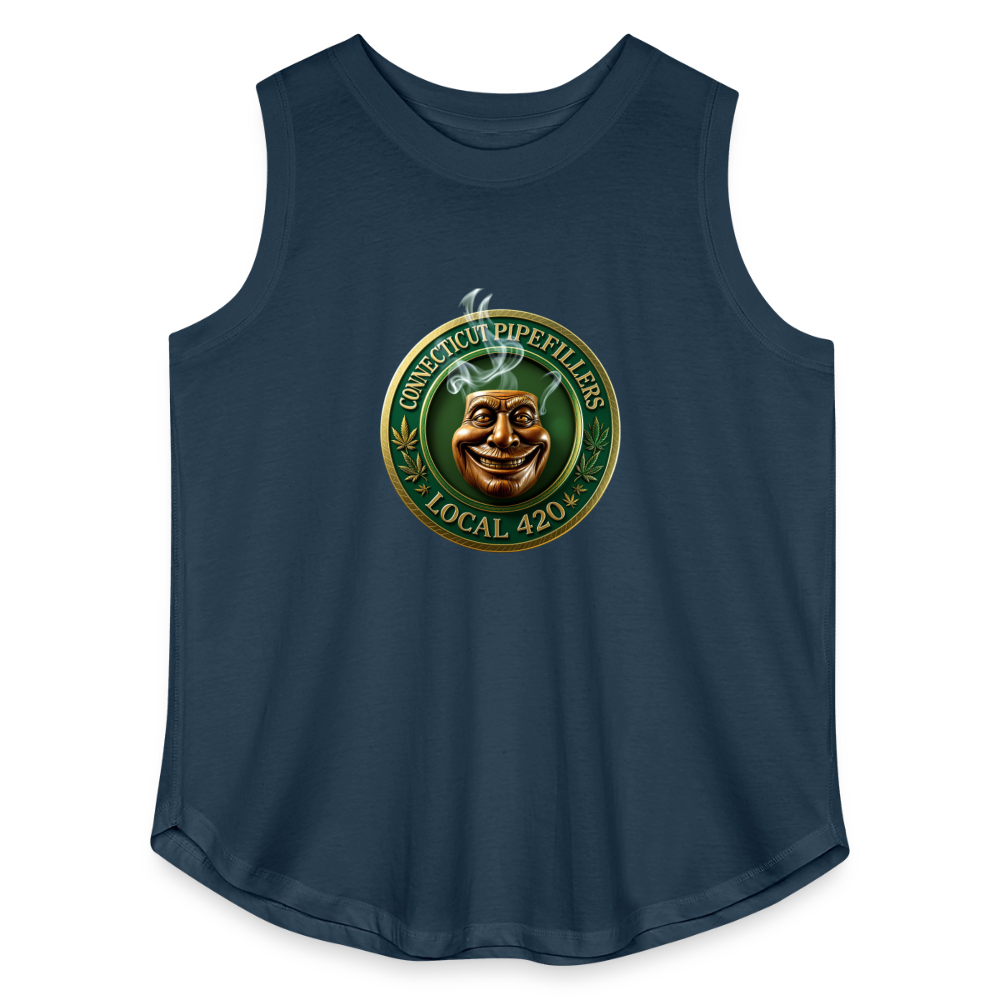 CONNECTICUT PIPEFILLERS LOCAL 420 Women's Curvy Relaxed Tank Top - denim