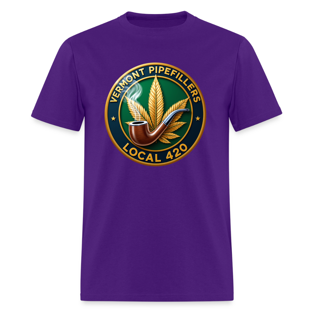VERMONT PIPEFILLERS LOCAL 420 2 EMBLEM Men's T-Shirt - purple