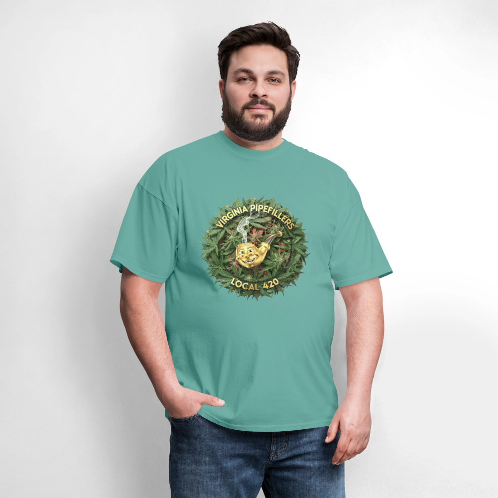 VIRGINIA PIPEFILLERS LOCAL 420 F/B DESIGN Men's T-Shirt - aquatic