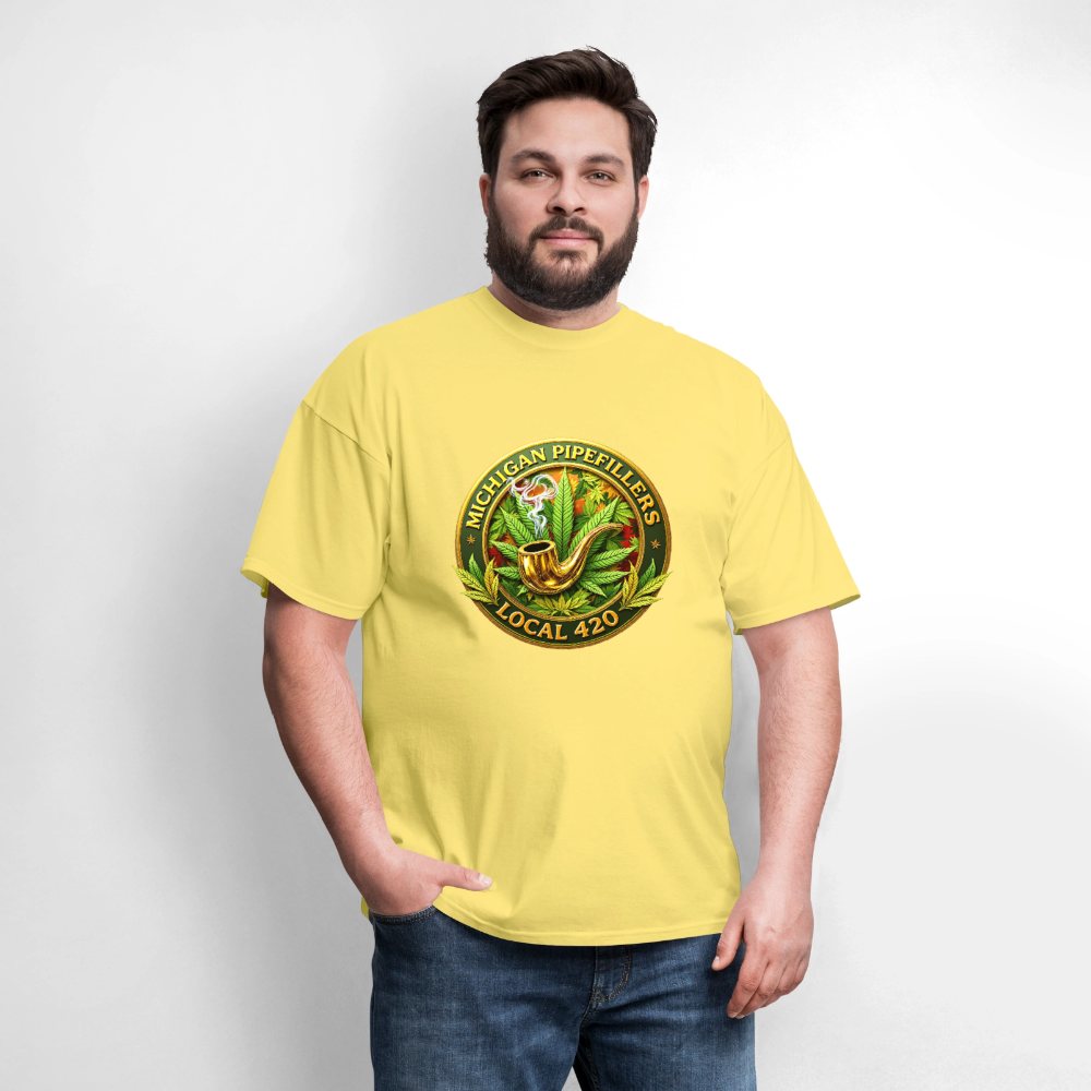 MICHIGAN PIPEFILLERS LOCAL 420 F/B DESIGN Men's T-Shirt - cornsilk