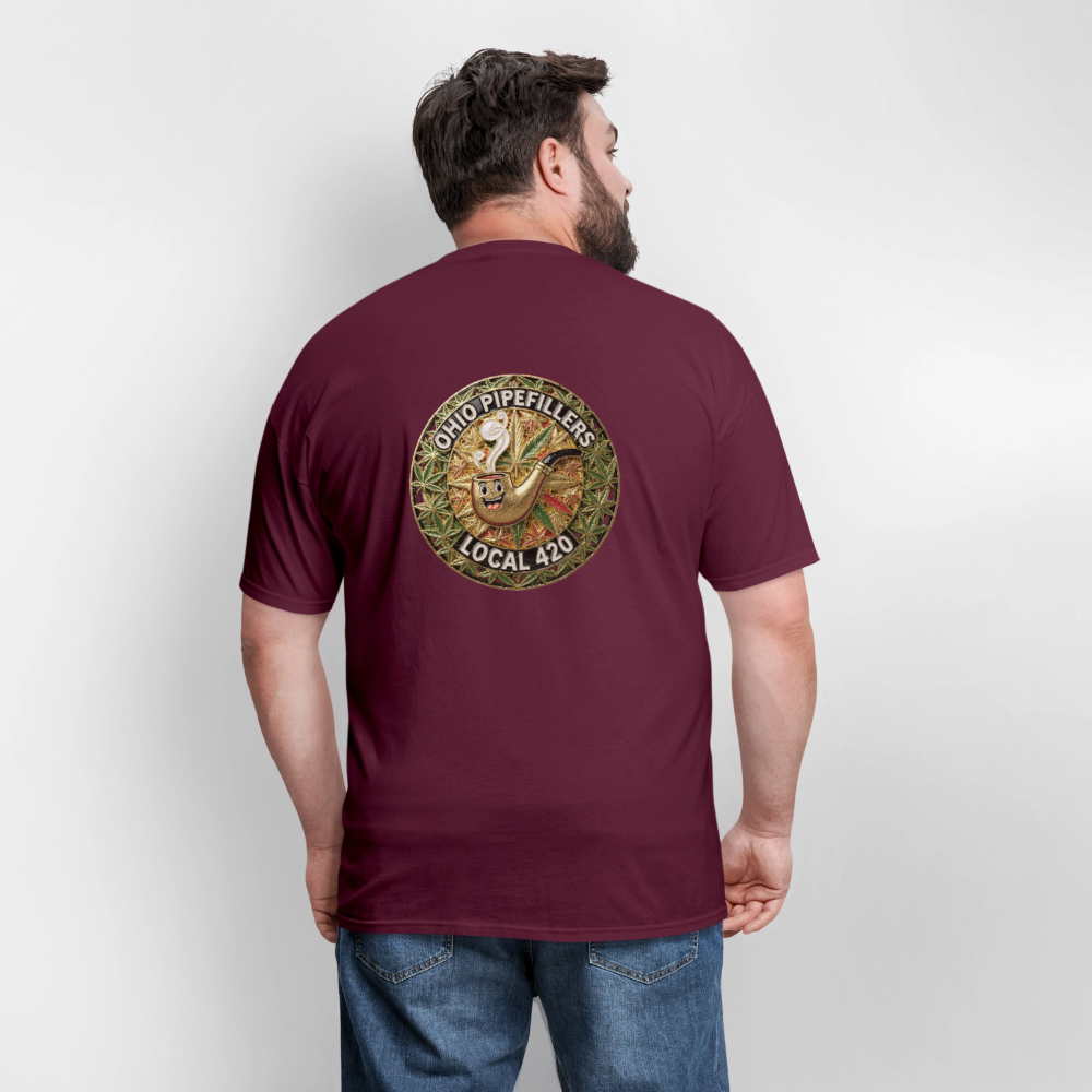 OHIO PIPEFILLERS LOCAL 420  F/B DESIGNS Men's T-Shirt - burgundy