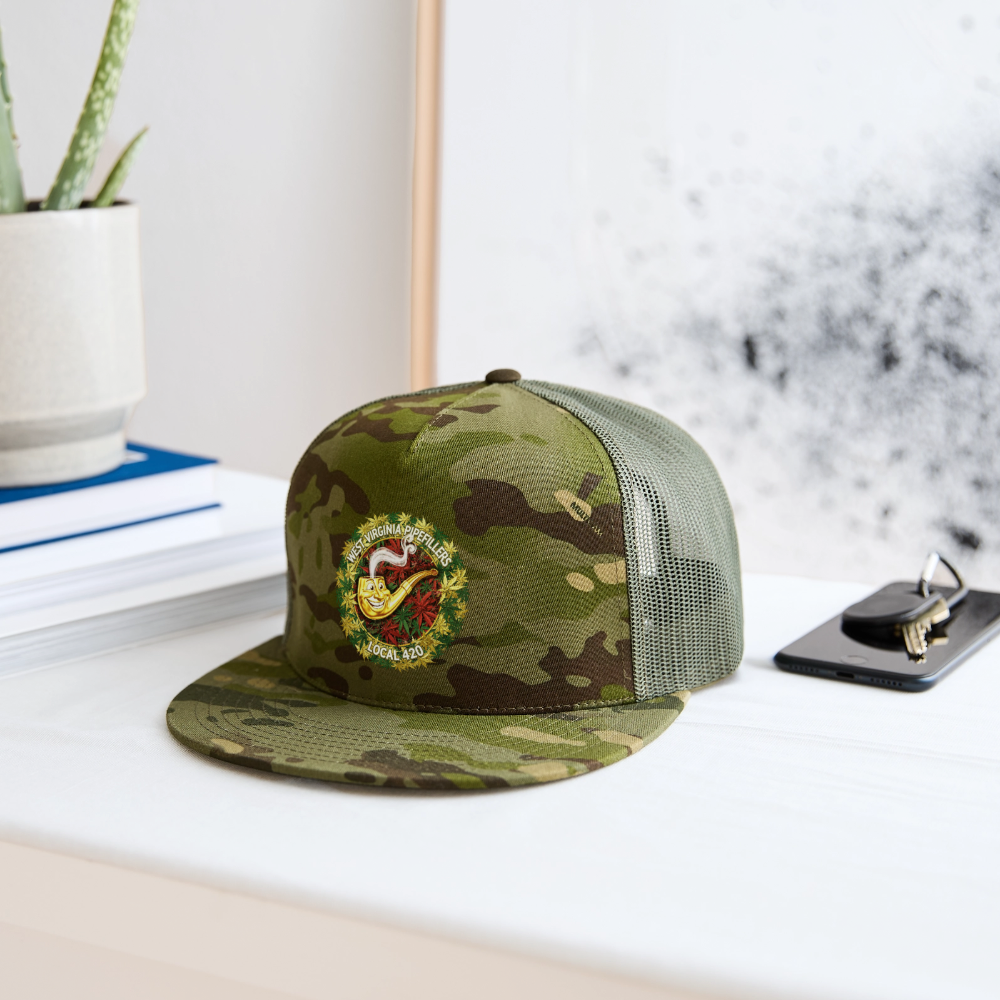 WEST VIRGINIA PIPIEFILLERS LOCAL 420 CAMO Trucker Hat - MultiCam\green