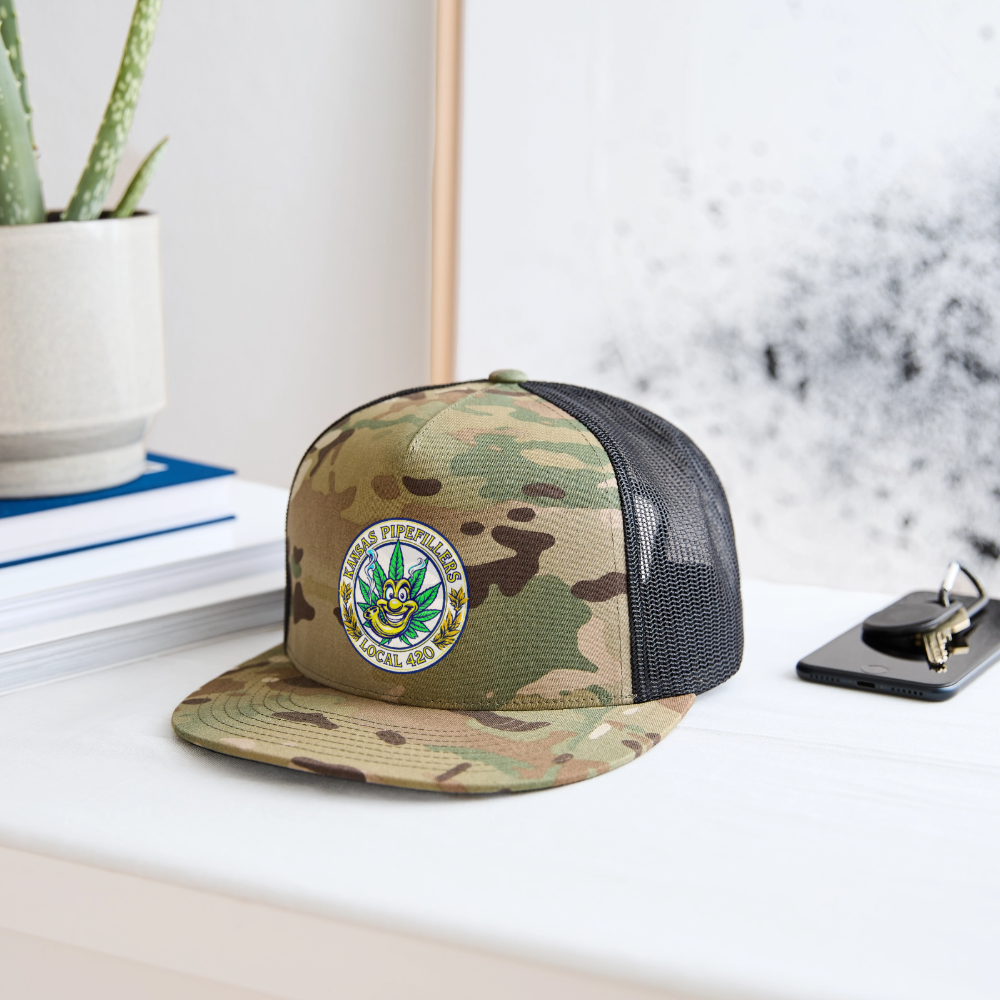 KANSAS PIPEFILLERS LOCAL 420 CAMO Trucker Hat - MultiCam\black