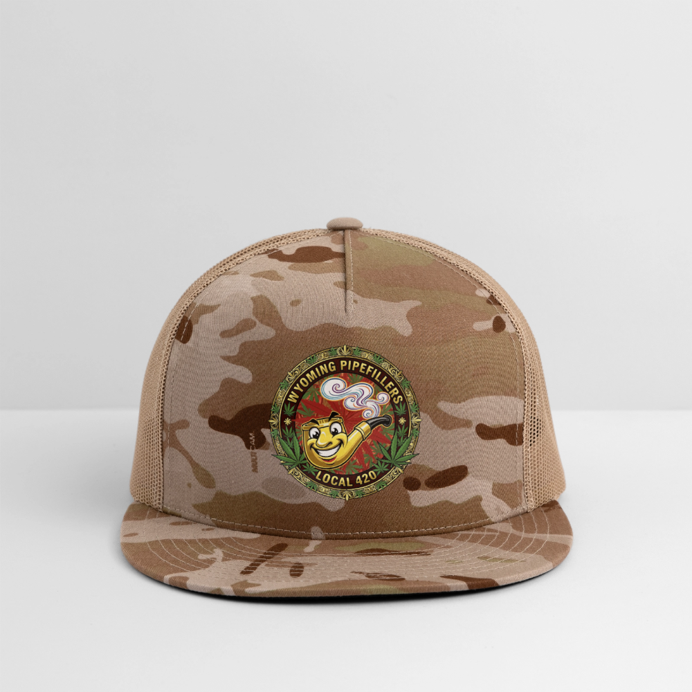 WYOMING PIPEFILLERS LOCAL 420 CAMO Trucker Hat - MultiCam\tan