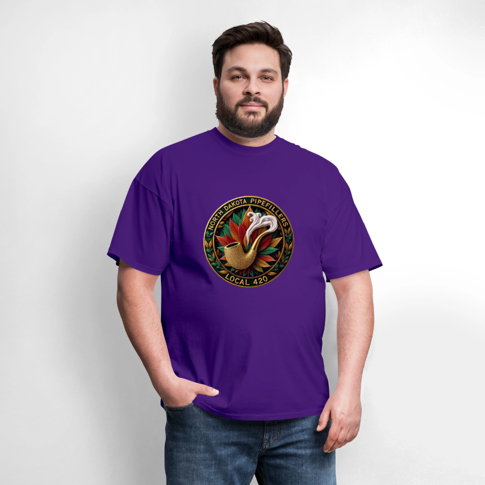 NORTH DAKOTA PIPEFILLERS LOCAL 420 F/B DESIGNS Men's T-Shirt - purple