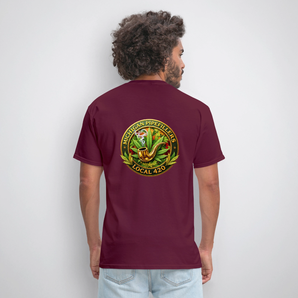MICHIGAN PIPEFILLERS LOCAL 420 F/B DESIGN Men's T-Shirt - burgundy