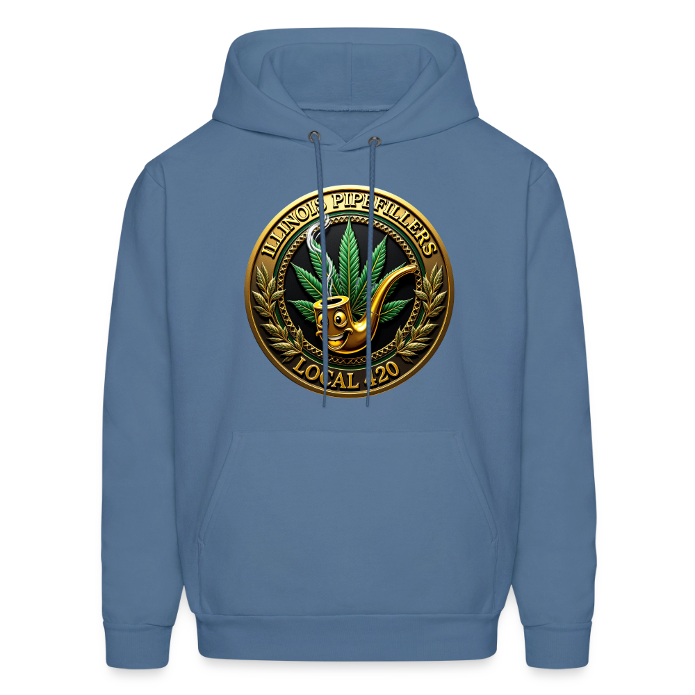 ILLINOIS PIPEFILLERS LOCAL 420 F/B EMBLEMS Men's Hoodie - denim blue