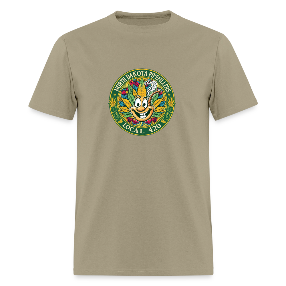 NORTH DAKOTA PIPEFILLERS LOCAL 420 F/B 2 DESIGNS Men's T-Shirt - khaki