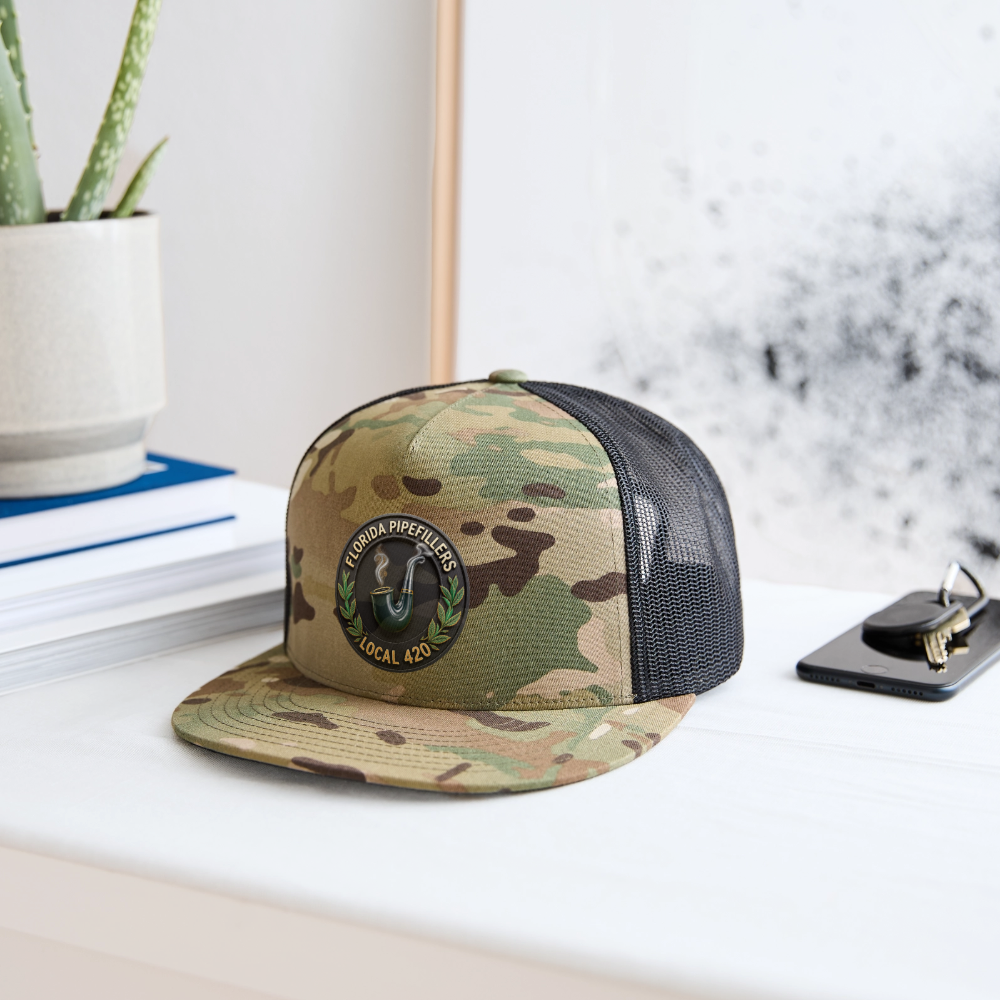 FLORIDA PIPEFILLERS LOCAL 420 CAMO Trucker Hat - MultiCam\black