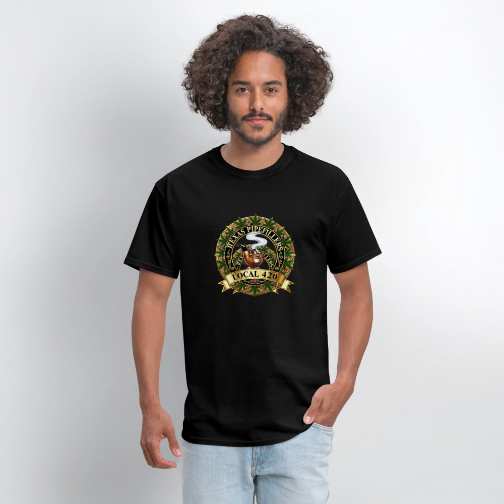 TEXAS PIPEFILLERS LOCAL 420 F/B DESIGN Men's T-Shirt - black