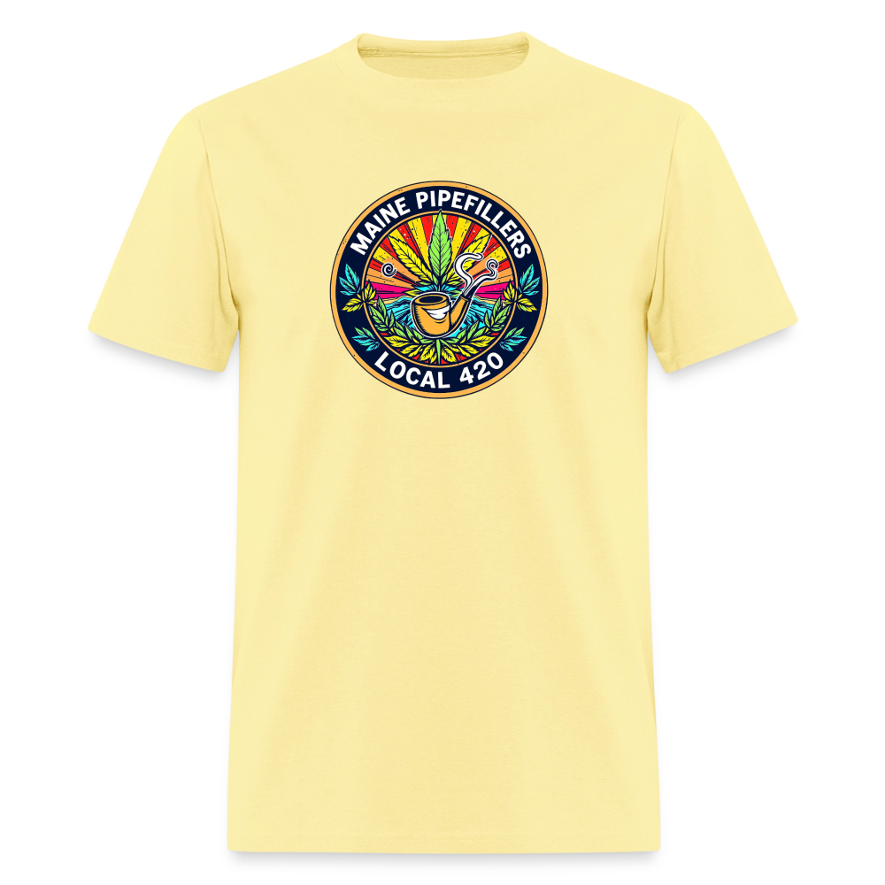 MAINE PIPEFILLERS LOCAL 420 2 EMBLEM Men's T-Shirt - cornsilk
