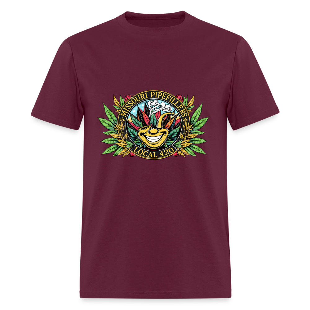 MISSOURI PIPEFILLERS LOCAL 420  F/B DESIGNS  Men's T-Shirt - burgundy