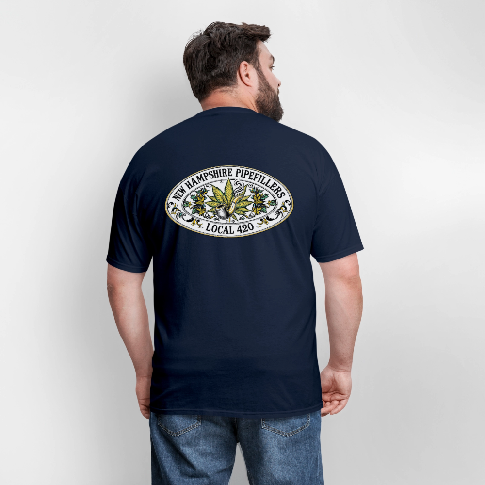 NEW HAMPSHIRE PIPEFILLERS LOCAL 420 2 EMBLEM Men's T-Shirt - navy