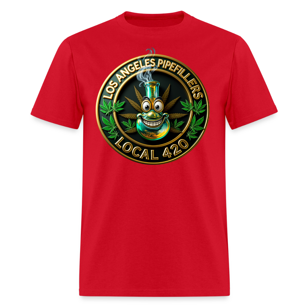 LOS ANGELES PIPEFILLERS LOCAL 420 F/B DESIGNS Men's T-Shirt - red