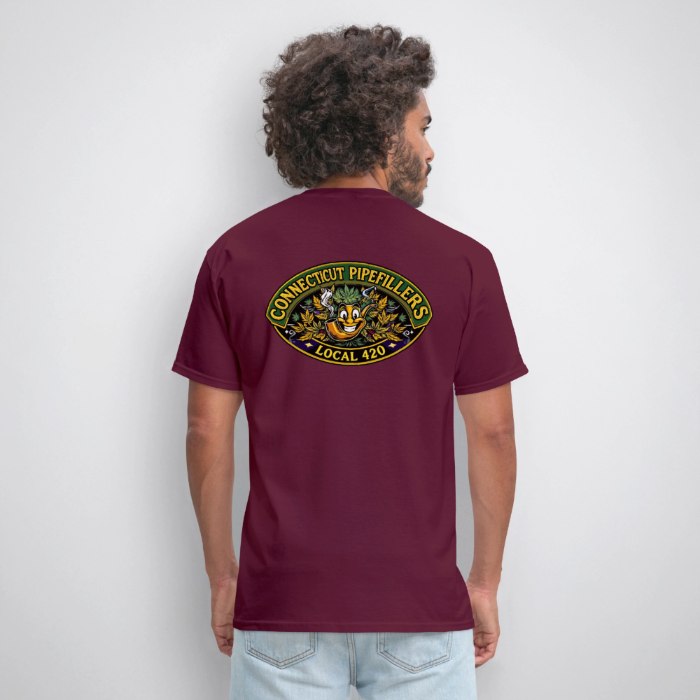 CONNECTICUT PIPEFILLERD LOCAL 420 F/B DESIGN Men's T-Shirt - burgundy