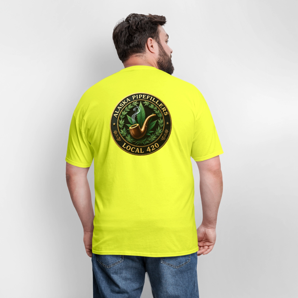 ALASKA PIPEFILLERS LOCAL 420 F/B DESIGN Men's T-Shirt - safety green