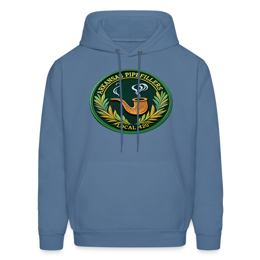 ARKANSAS PIPEFILLERS LOCAL 420 F/B EMBLEMS  Men's Hoodie - denim blue
