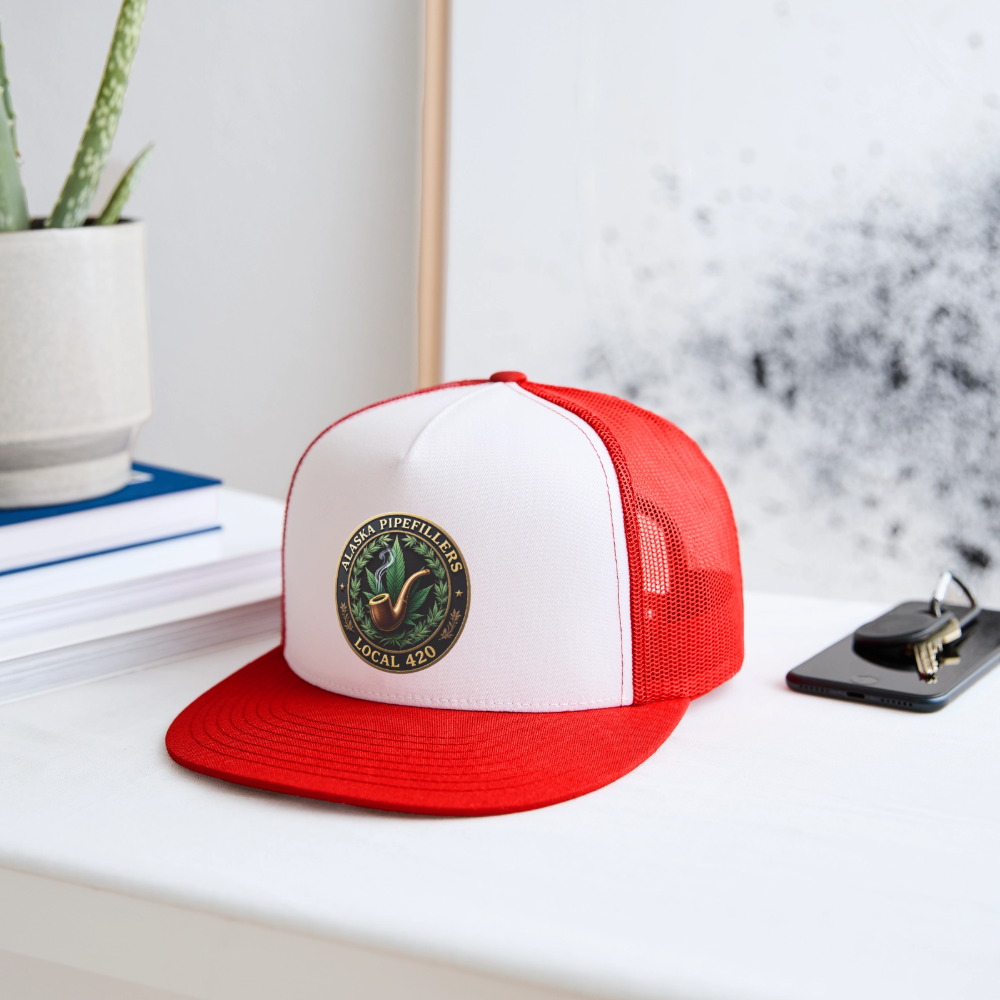 ALASKA PIPEFILLERS LOCAL 420 Trucker Hat - white/red