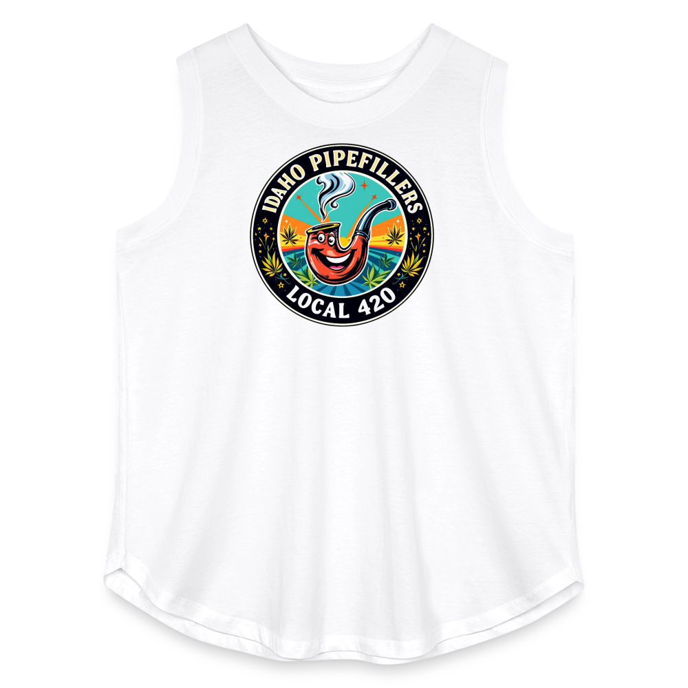 IDAHO PIPEFILLERS LOCAL 420 F/B DEAIGN Women's Curvy Relaxed Tank Top - white