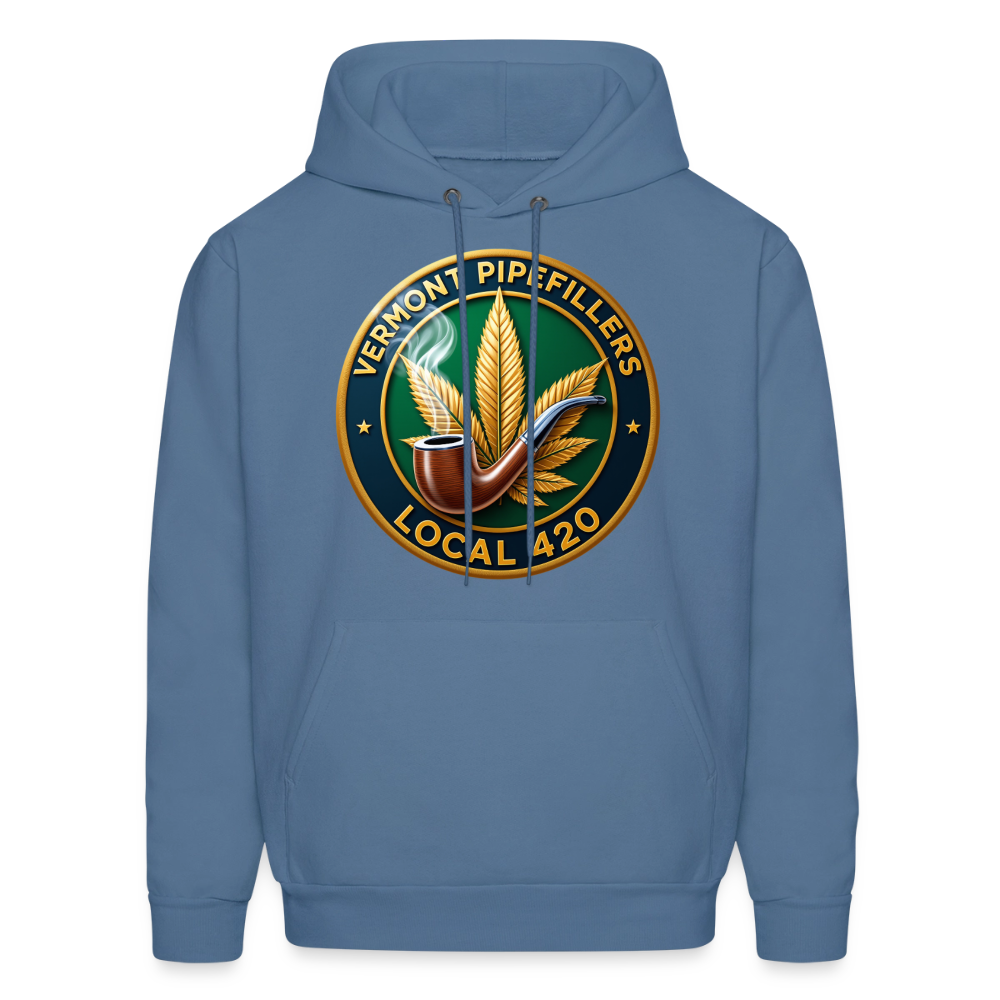 VERMONT PIPEFILLERS LOCAL 420 2 EMBLEM Men's Hoodie - denim blue