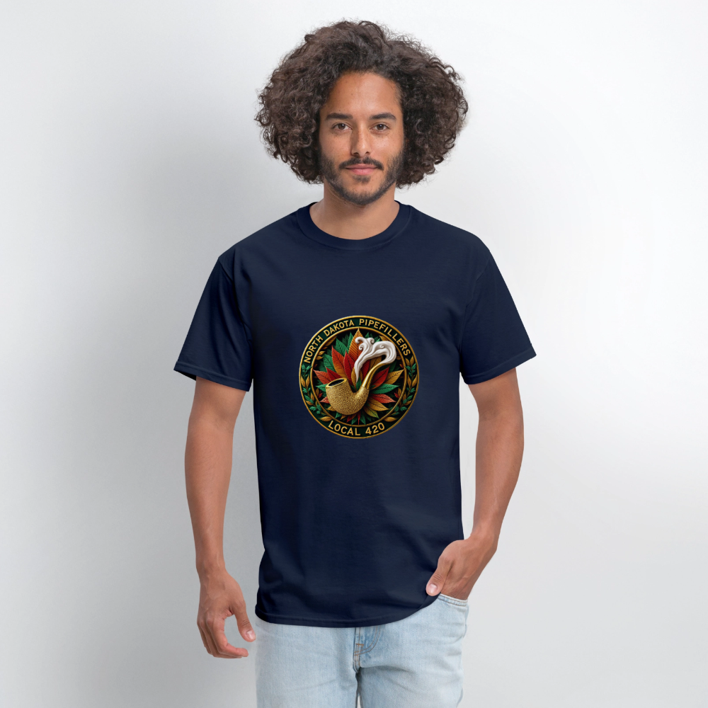 NORTH DAKOTA PIPEFILLERS LOCAL 420 F/B DESIGNS Men's T-Shirt - navy