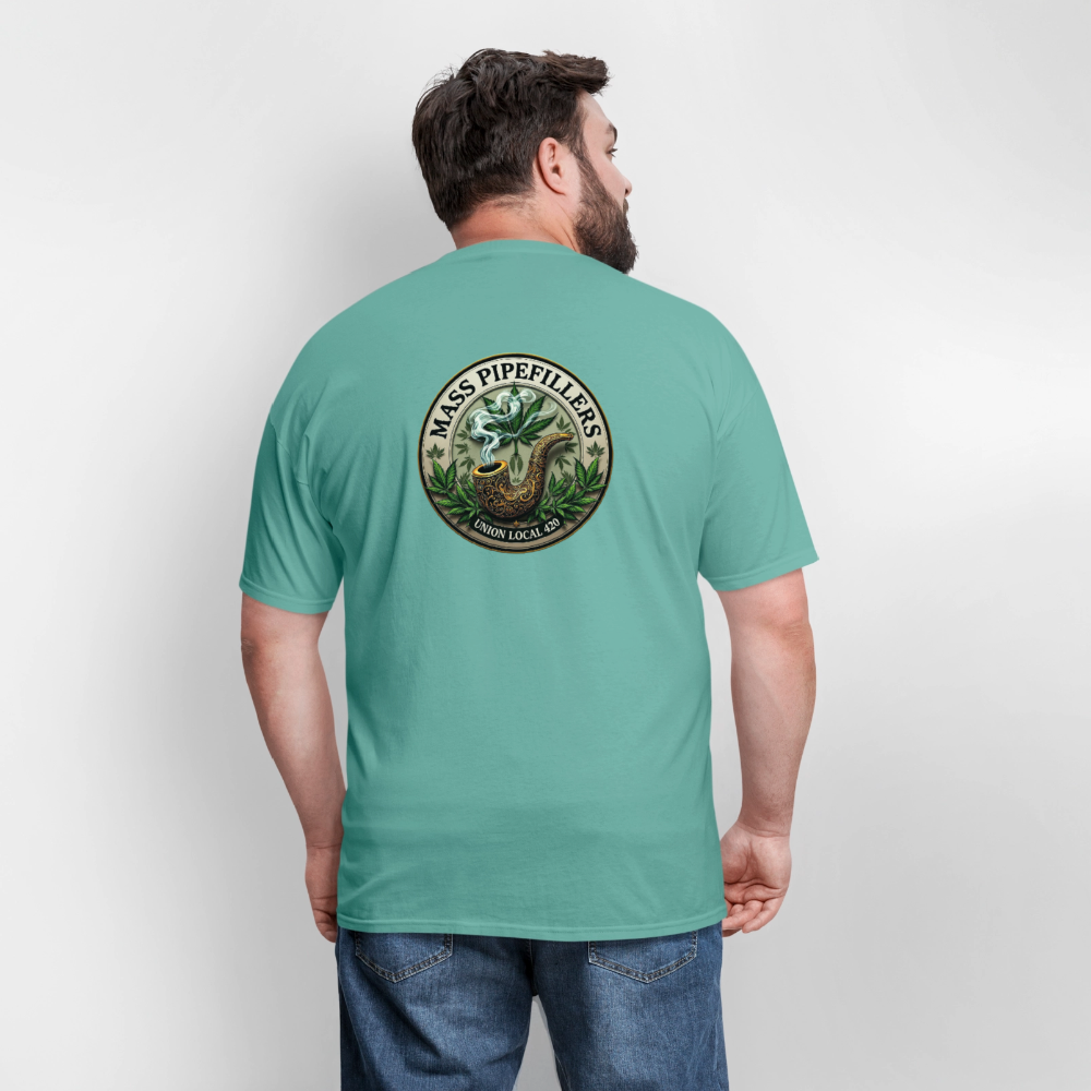 MASS PIPEFILLERS LOCAL 420 2 EMBLEM Men's T-Shirt - aquatic