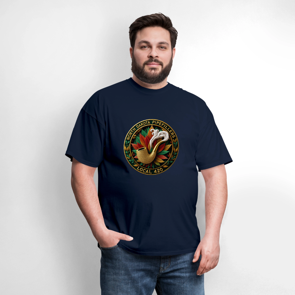 NORTH DAKOTA PIPEFILLERS LOCAL 420 F/B DESIGNS Men's T-Shirt - navy
