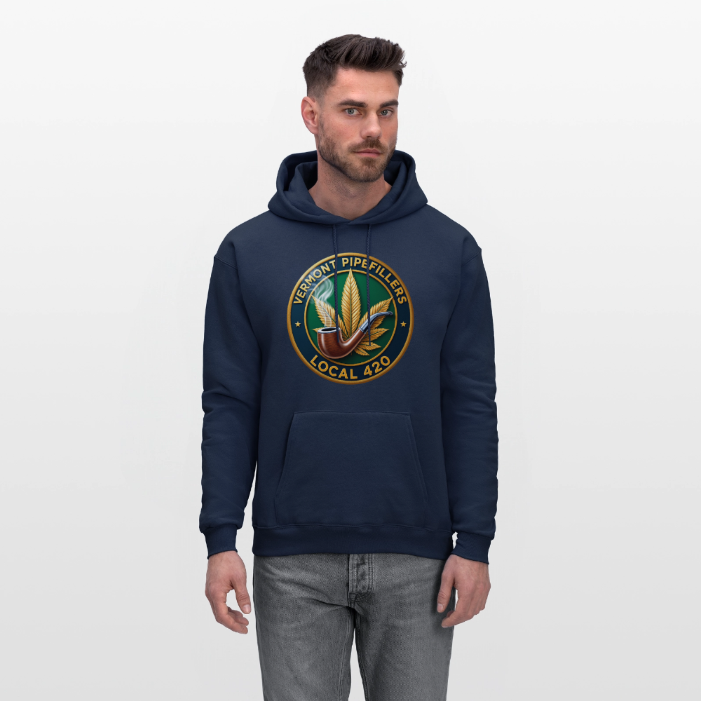 VERMONT PIPEFILLERS LOCAL 420 2 EMBLEM Men's Hoodie - navy