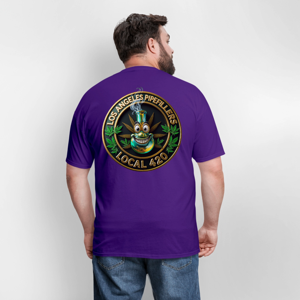 LOS ANGLES PIPEFILLERS LOCAL 420 2 EMBLEM Men's T-Shirt - purple