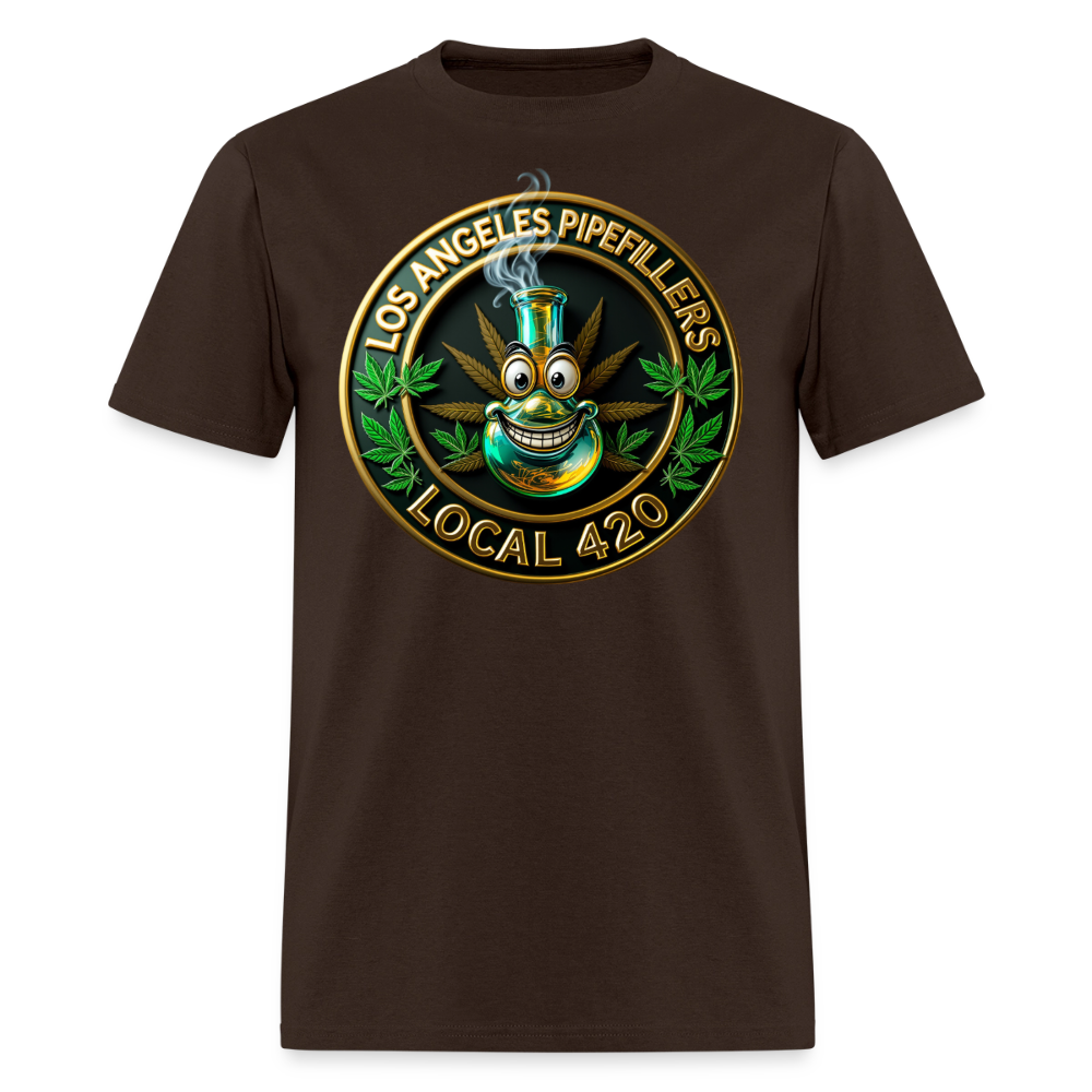 LOS ANGELES PIPEFILLERS LOCAL 420  Men's T-Shirt - brown