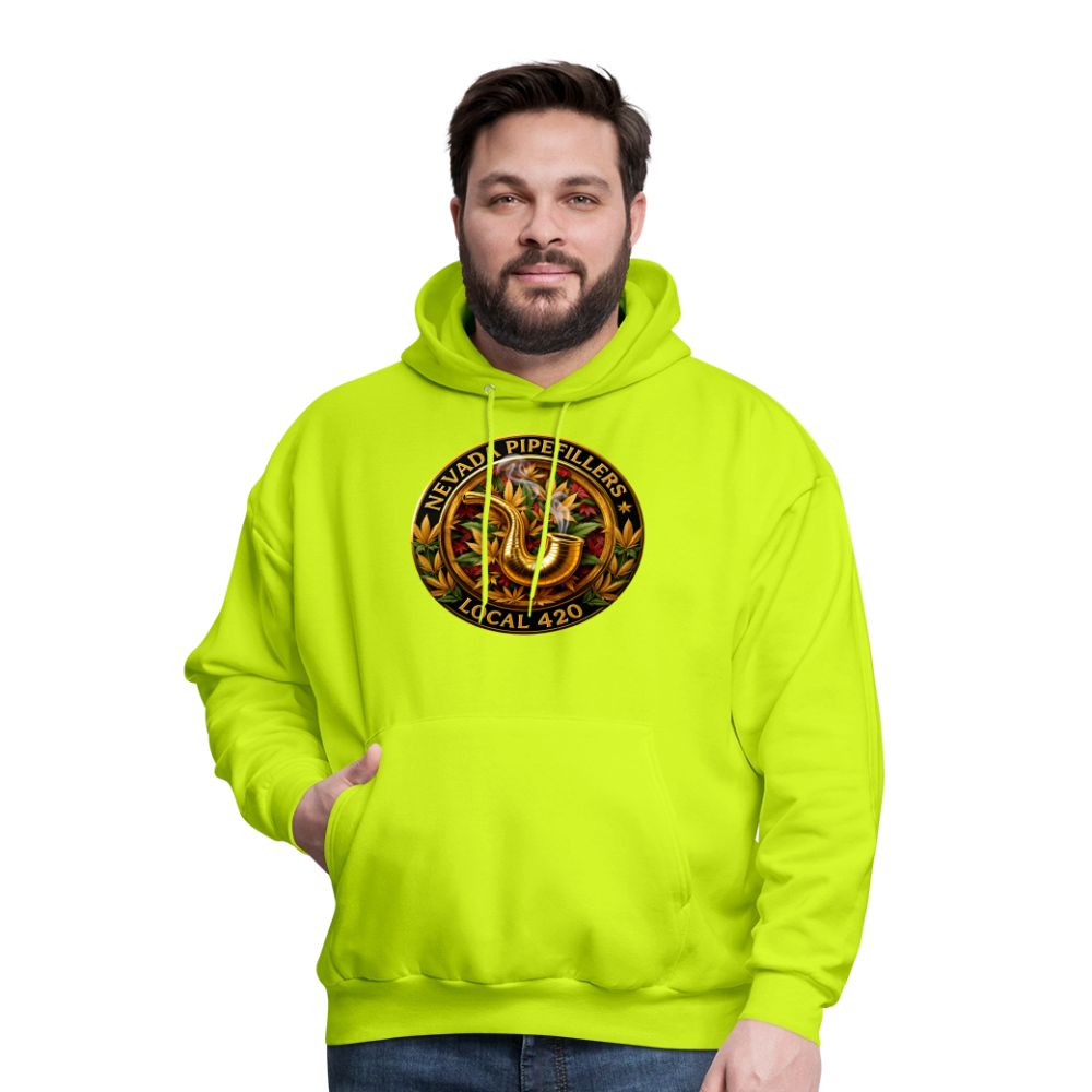 NEVADA PIPEFILLERS LOCAL 420  F/B DESIGN Men's Hoodie - safety green