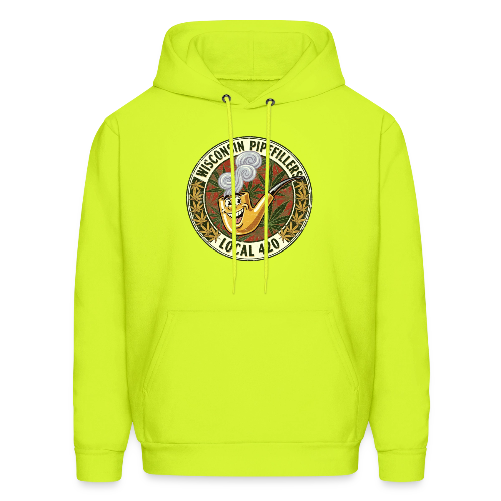 WISCONSIN PIPEFILLERS LOCL 420 F/B DESIGN Men's Hoodie - safety green