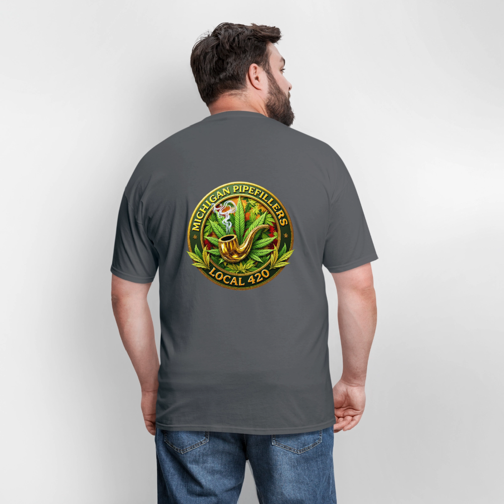 MICHIGAN PIPEFILLERS LOCAL 420 F/B DESIGN Men's T-Shirt - charcoal