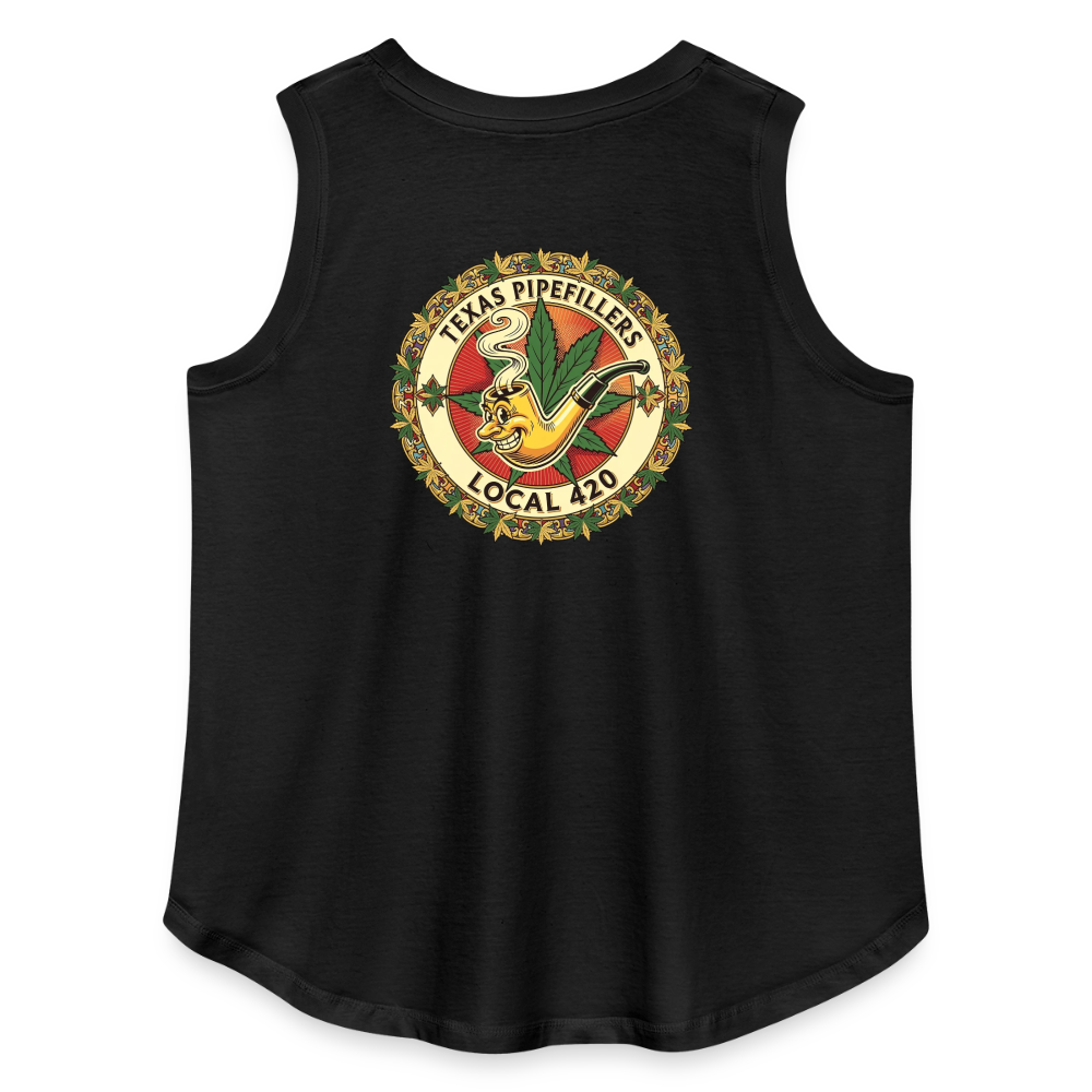 TEXAS PIPEFILLERS LOCAL 420 F/B DESIGN Women's Curvy Relaxed Tank Top - black