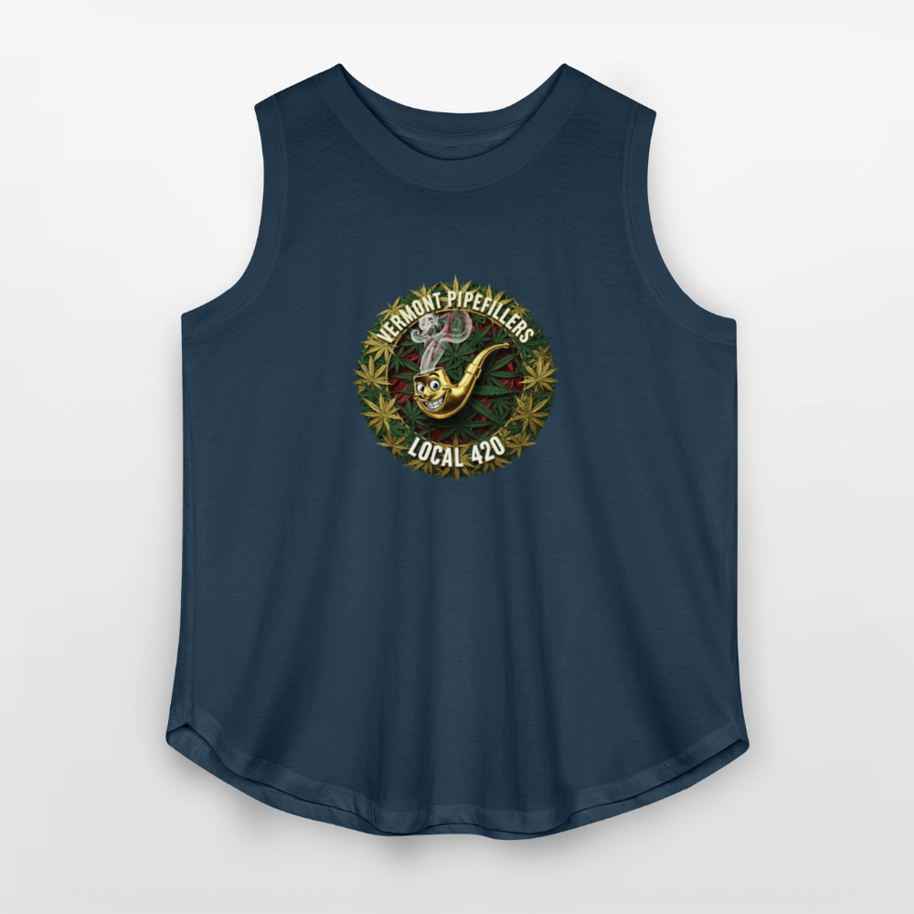 VERMONT PIPEFILLERS LOCAL 420 Women's Curvy Relaxed Tank Top - denim
