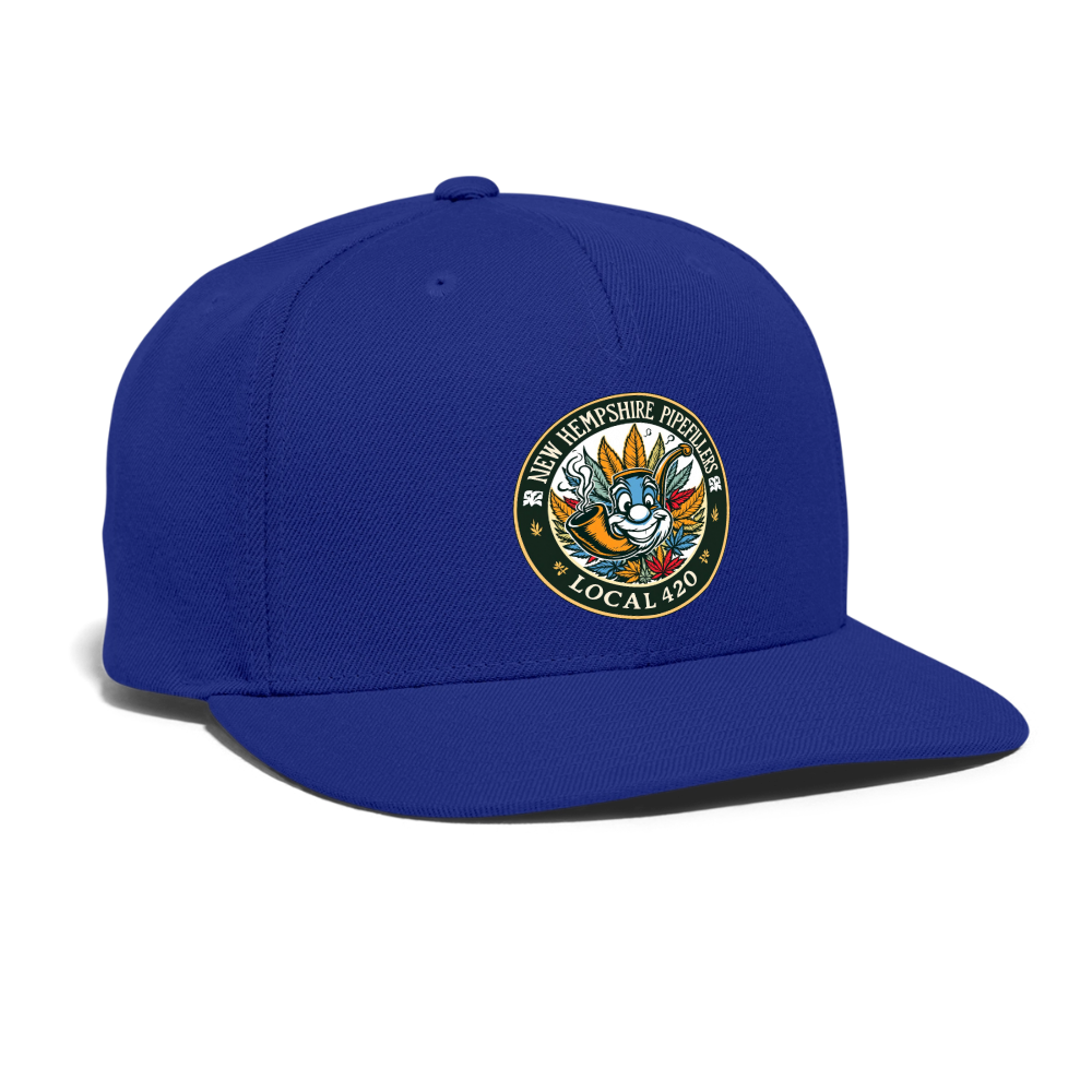 NEW HEMPSHIRE PIPEFILLERS LOCAL 420 Snapback Baseball Cap - royal blue