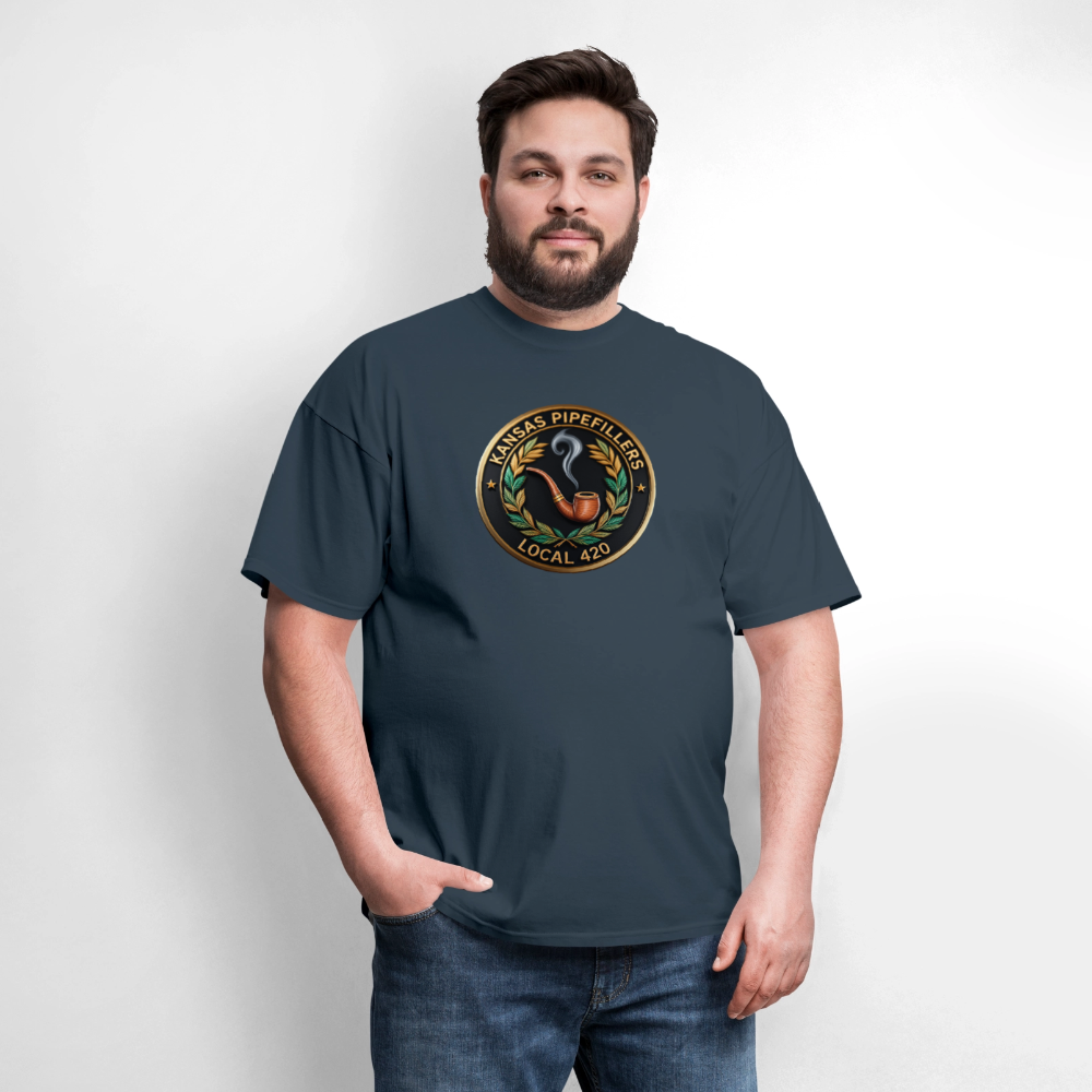 KANSAS PIPEFILLERS LOCAL 420 Men's T-Shirt -  blue dusk