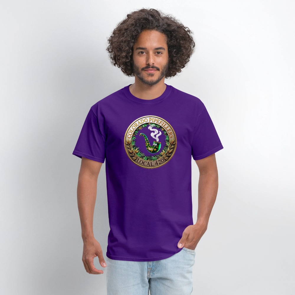COLORADO PIPEFILLERS LOCAL 420 F/B EMBLEMS Men's T-Shirt - purple