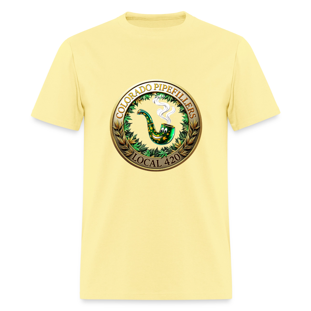 COLORADO PIPEFILLERS LOCAL 420  Men's T-Shirt - cornsilk